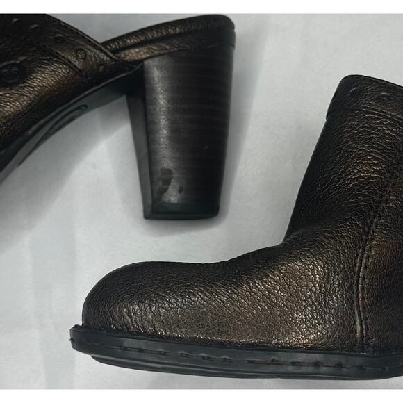 Born Lella Bronze Metallic Brown Leather Heeled Clog Mule Size 9 - Picture 8 of 10